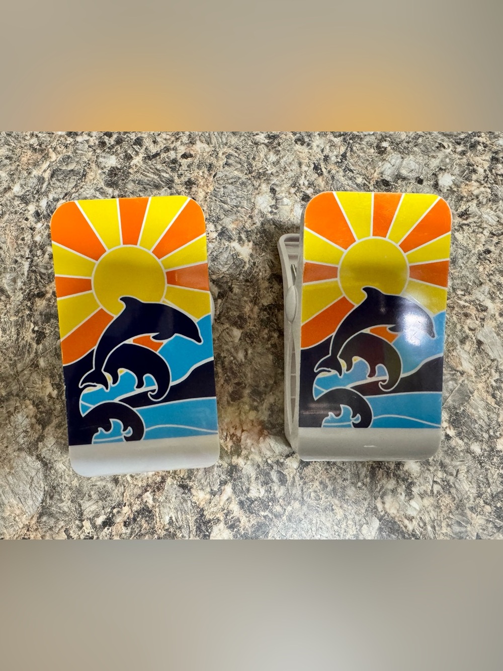 2 Dolphin Sunrise beach towel Clips